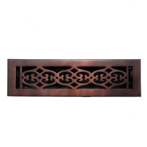 "Flower" Bronze Wall Register with Louver - 2-1/4" x 12" (3-7/8" x 13-1/2" Overall)